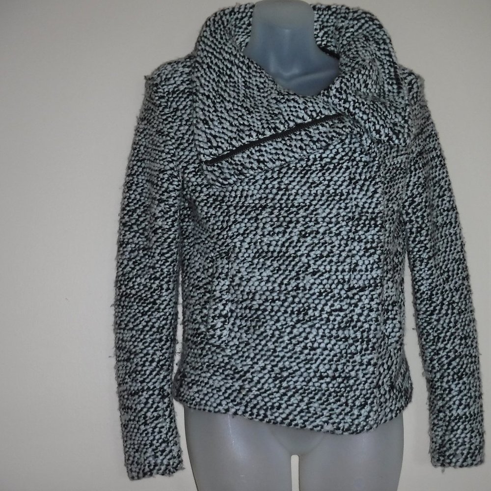 BLANKNYC Boucle Knit Wool Blend Moto Jacket